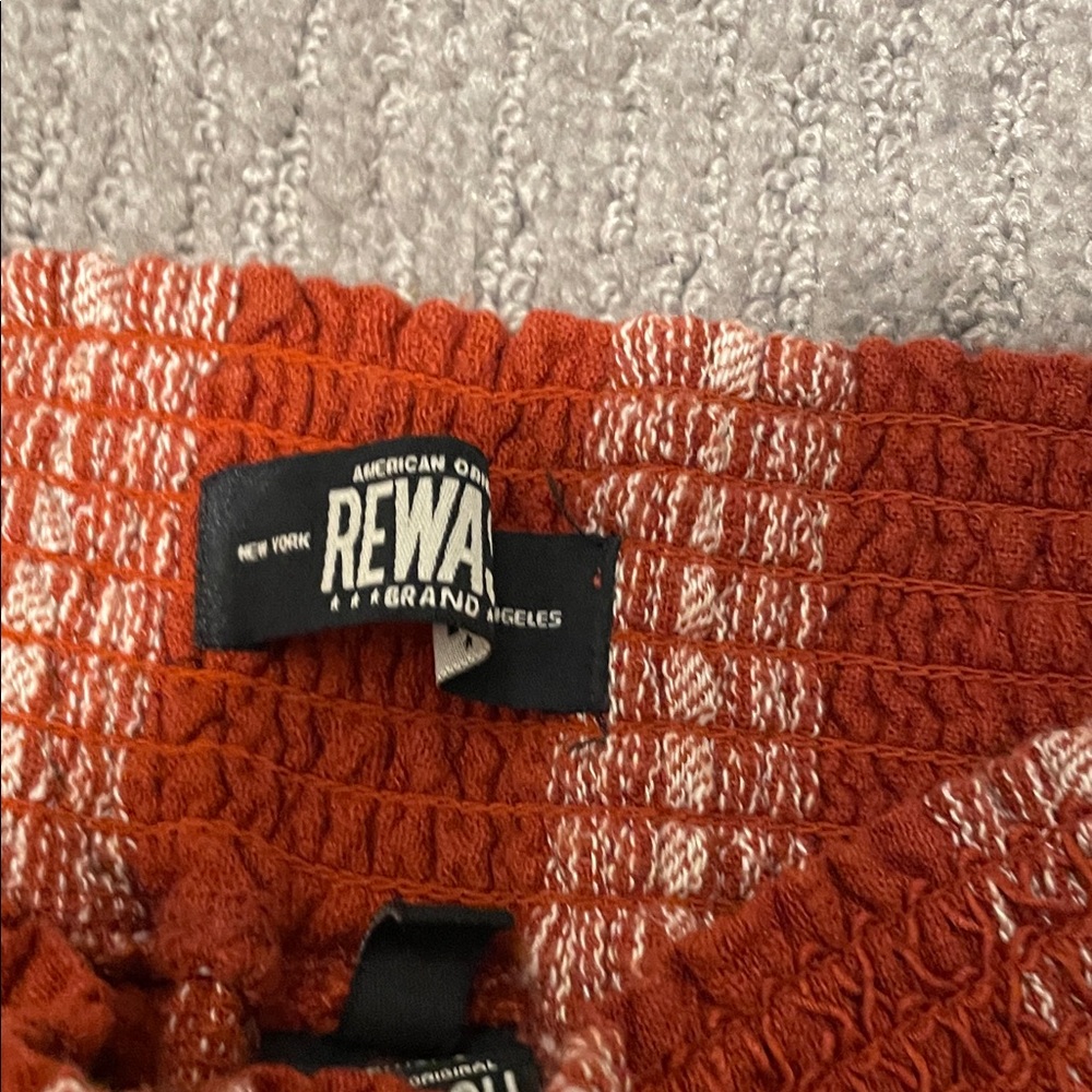 Rewash Orange and White Textured LinenPants - Picture 2 of 5